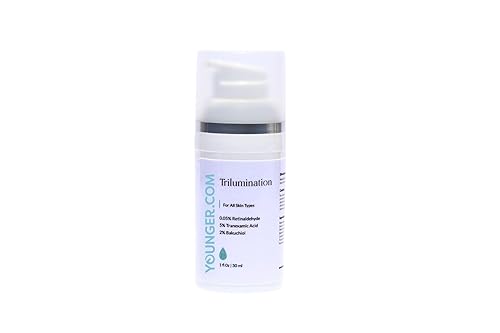 Younger.com Trilumination Cream Serum Retinaldehído 0.05%, ácido tranexámico 5%, Bakuchiol 2%, tratamiento facial avanzado antienvejecimiento e