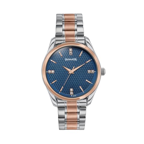 Image of Sonata Jashn with Quartz Analog D. Blue Dial IPS /IPRG Strap Men's Wedding Watch - 77206KM04