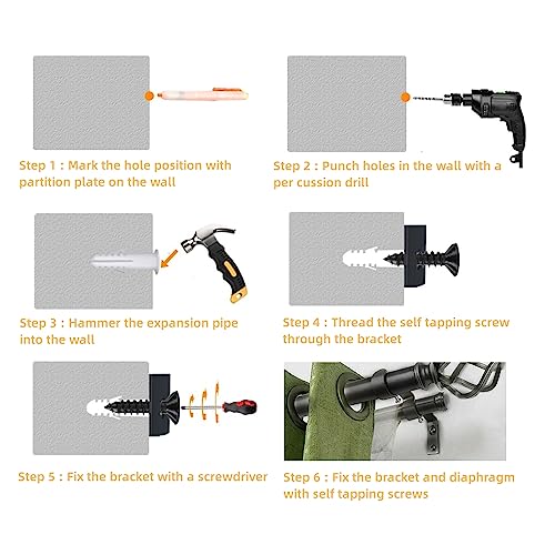 HAOMEEDUO 3 Pezzi Doppia Staffa per Asta di Tenda