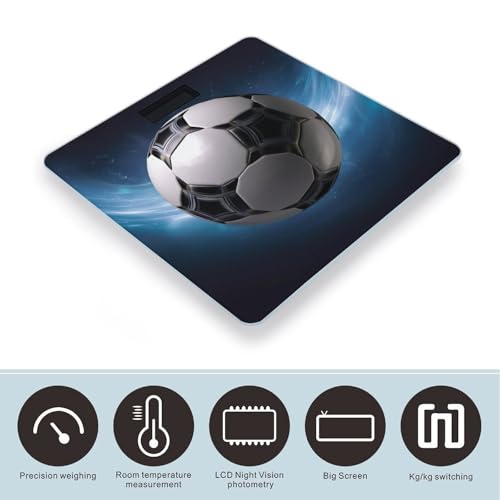 Báscula digital de baño con diseño balón de fútbol, 400 lb miniatura 3