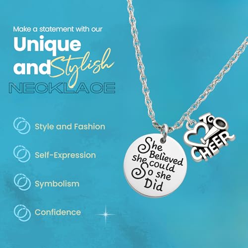 Sportybella Cheer Necklace for Girls, Gifts for Cheerleaders, She Believed She Could So She Did Themed Jewelry, Senior Gift, Competitive Cheer Gifts4