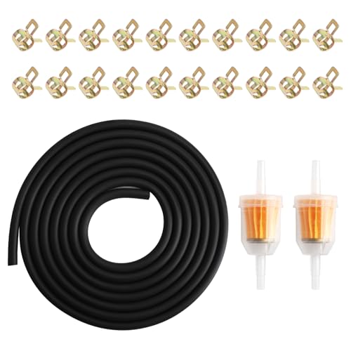 ZMDMAH tubo gasolina moto 3 m, 5 mm, tubo gasolina, manguera de aceite, manguera diesel para cortacésped, moto, coche, tractor, motores pequeños con 20 abrazaderas de manguera y 2