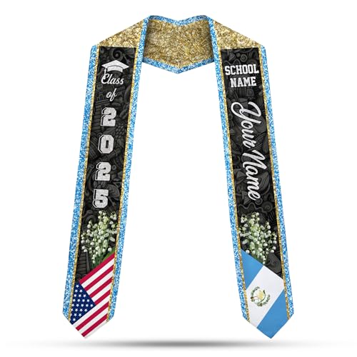 MonkeyVan Personalized Guatemalan Graduation Sash 2025,Custom Guatemala Flag Stole,Guatemala Graduation Stole Class of 2025 S192