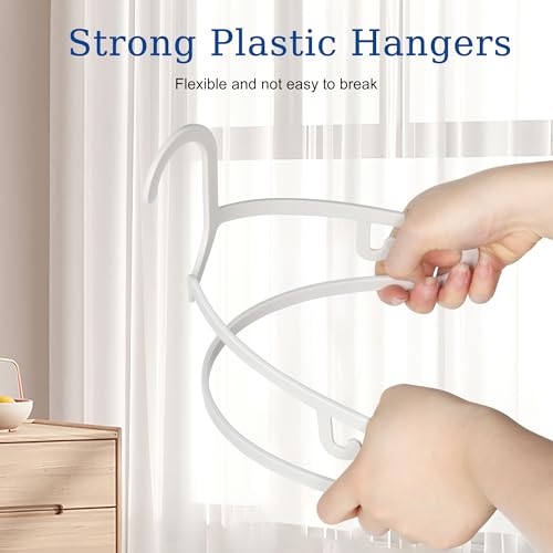 GETORO Plastic Hangers 20 Pack, Non Slip Space Saving Clothes Hanger with Hooks, Heavy Duty Beige Hangers for Closet