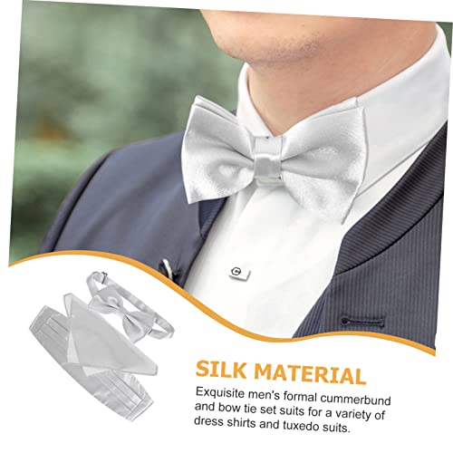 Set elegante hombre moño y fajín plateado miniatura 3