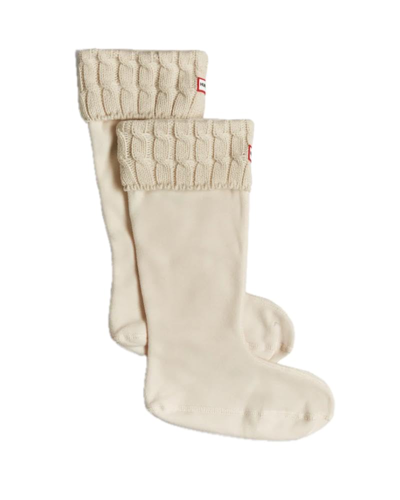 Hunter Recycled Mini Cable Sock Tall Unisex - White - 39-42 EU