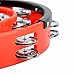 Mounted Tambourine,Drum Set Tambourine with Mounting Eye Bolt,Hi Hat Tambourine(10 double rows of jingles, Red)
