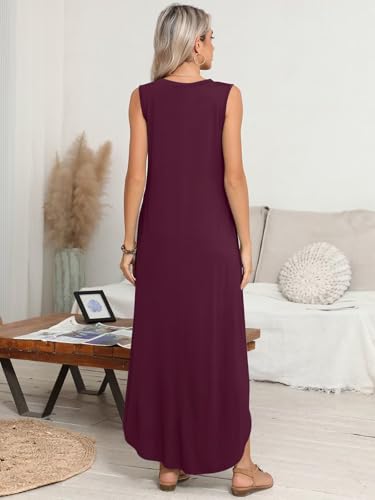 Image of BELAROI Womens Plus Size Maxi Dress Sundress Summer Casual Sleeveless V Neck Pockets Beach Swimsuit Coverup Loose