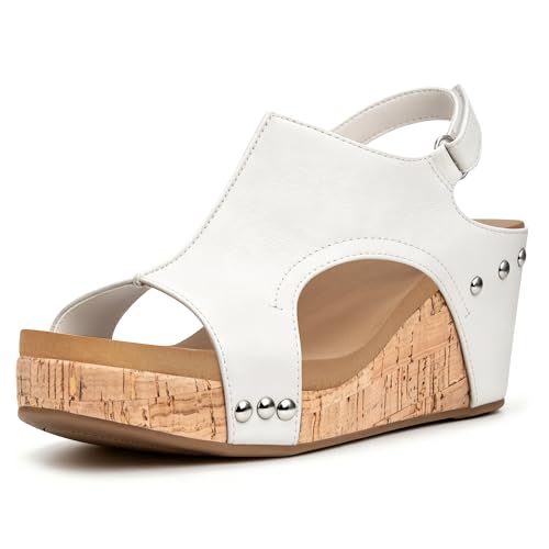 Image of PARTY Women's Wedge Sandals With Buckle Ankle Strap for Dressy Summer
