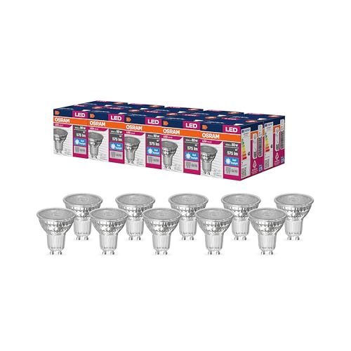Osram LED Star Value PAR16 LED Lampe für GU10 Sockel, Reflektor-Lampe, GL, 575 Lumen, tageslichtweiß (6500K), Ersatz für herkömmliche 80W Glühbirnen, nicht dimmbar, 10er-Pack