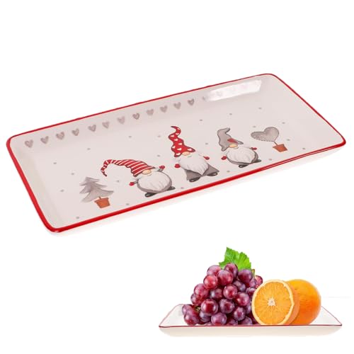 Awleynz Keramik Teller Weihnachten, Rechteckiger Weihnachtsteller aus...