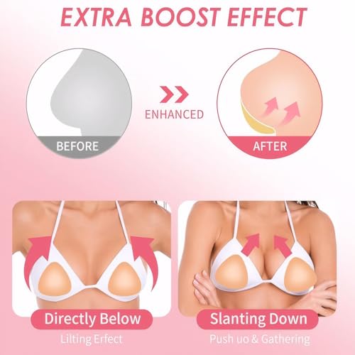 Image of ENBAB Sticky Push Up Bra Inserts 2 Pairs-Double Sided Sticky Waterproof Bra Pads for Swimsuit, Sports Bra & Wedding Dress