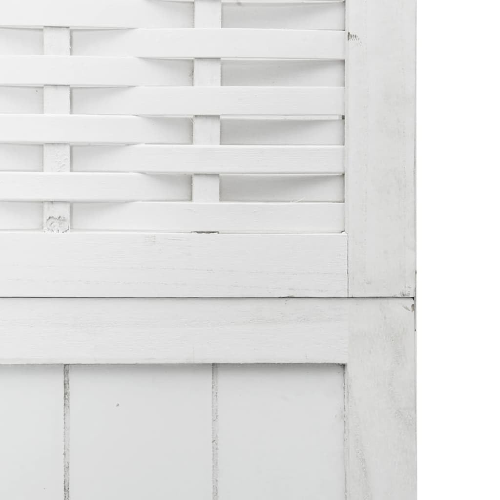 vidaXL Biombo Separador de 6 Paneles Madera Maciza Paulownia Blanco