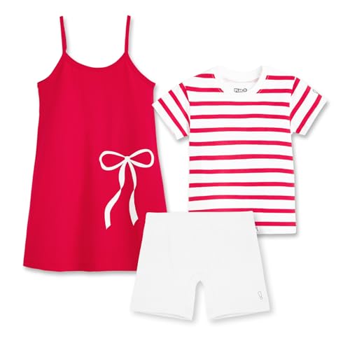 Image of YouGotPlanB Girls 100% Cotton A-Line Printed Dress | Above Knee Length Summer Frock | Soft & Breathable Casual Wear for Girls (Ages 3-14 Years)