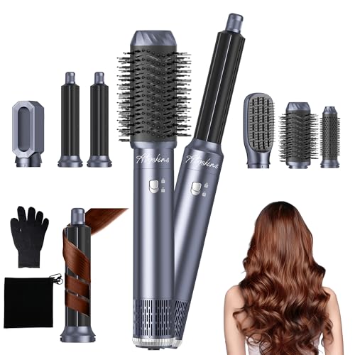 Atopskins 6 en 1 Air Styler Pro air brush Hair styler avec 1000W Airbrush Seche Cheveux, Brosse Soufflante, Brosse Seche Cheveux, Brushing Brosse Soufflante, Air Wand Wrap, Brosse Brushing Soufflante