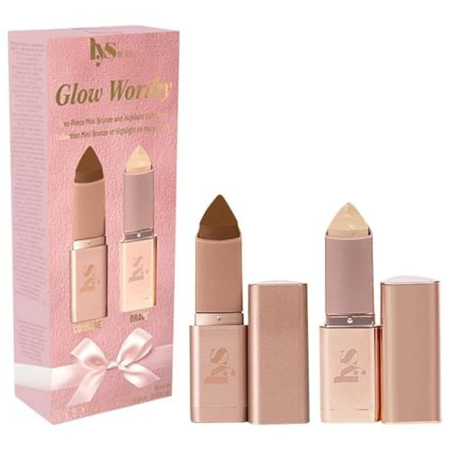LYS Beauty Mini Glow Worthy Light Bronzer & Highlighter 2-Piece Set Strength/Brave Cream Bronzer Stick & Highlighter Duo