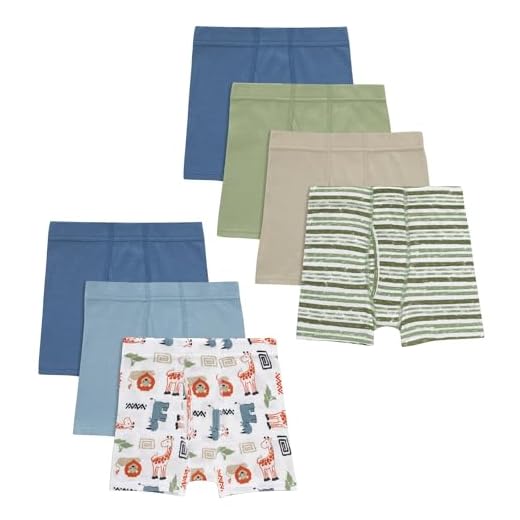 Hanes Cueca boxer masculina de algodão orgânico, puro conforto para crianças, várias embalagens, Azul, branco, verde, bege, 2-3 Anos