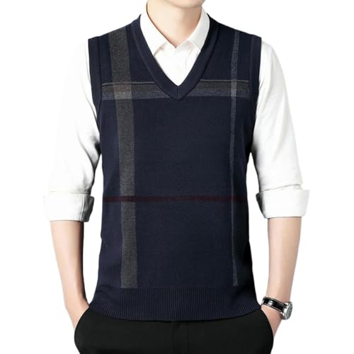 Chaleco de punto de hombre contra el frío en la oficina con diseño color block