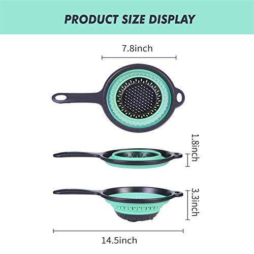 Comuster Collapsible Colander With Handle, Kitchen Collapsible Strainer, 2 Quart, With Sturdy Plastic Base, Best For Rinse Or Draining Pasta, Vegetables & Fruit (Green) #TOP1