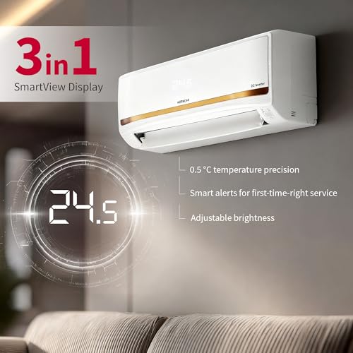 Image of Hitachi 1.5 Ton 3 Star, New star rated, Inverter Split AC (Copper, Hot & Cold, Smart View Display, 4 Way Swing, ice Clean Cooling,RAS.G318PHDIST, New BEE Rated, White)