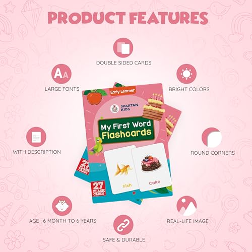 Image of SPARTAN KIDS My First Word Flash Cards for Kids | 27 Early Learning Flash Cards Easy & Fun Way of Learning 1 Year to 6 Years Babies, for Language Skills