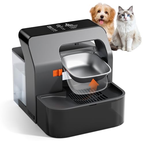 Fuente para gatos inalámbrica sin filtro, fuente de gato de 3,2 L con bandeja giratoria con temporizador, batería de 2200 mAh (180 días de tiempo de funcionamiento), separación de agua fresca y