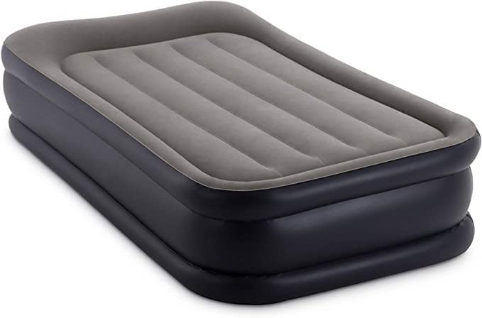 Intex 64132GB Dura-Beam Plus Pillow Rest Airbed, Inflatable Twin air mattress with Built-in, high-powered internal AC electric pump, 203 x 152 x 42 centimeters