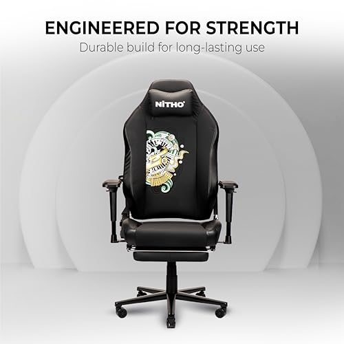 Image of NiTHO FORGE Gaming Office Chair | Ergonomic Reclining Computer Desk Chair with Magnetic Headrest, Foldable Footrest, Adjustable Lumbar Support, 4D Armrests, Swivel Chair for Work or Study, Black