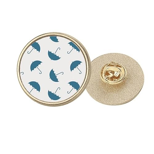 Broche ronde en métal doré motif parapluie bleu M cadeau idéal pour femme