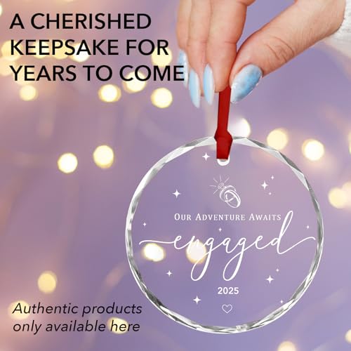 Engagement Gifts for Couples - Glass Ornament, Personalized Gifts for Newly Engaged Couples,Just Engaged Ornaments for Her, Bride to Be - Happy Engagement Ornament for Her, Bride, Friends