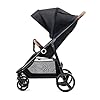 Kinderkraft GRANDE PLUS Passeggino Leggero dalla nascita fino 22 kg, Pieghevole con una mano, Posizione sdraiata, L'ammortizzazione su tutte le ruote, Cappottina XL, Nero