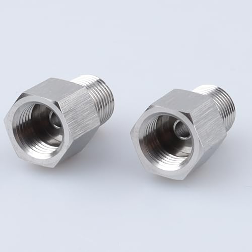 Image of AC PERFORMANCE M10x1.0 Inverted to 1 /8x27 NPT Fittings Stainless Steel 2PCS | Female inverted to male thread adapter, stainless steel for automotive brake lines