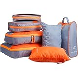 LANGRIA 7 Set Waterproof Packing Cubes Organizers for Travel Luggage Suitcase Bag for Underwear Shirts Trousers Shoes Toiletry