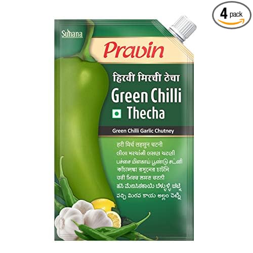 Pickles Green Chilli Thecha 100g Pouch - Pack of 4