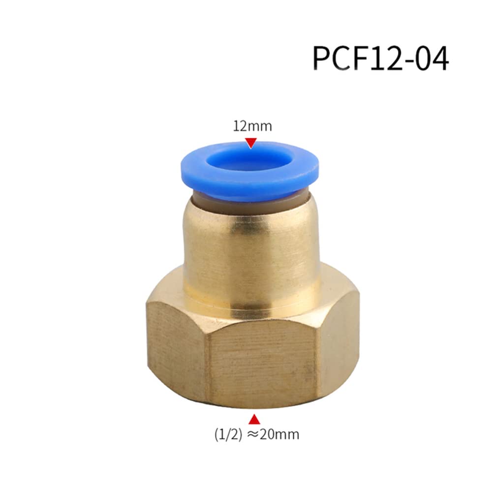 ezqnirk 1PCS PCF Air Pipe Fitting Hose Tube BSP Female Thread Brass Pneumatic Connector Quick Joint,PCF12-04