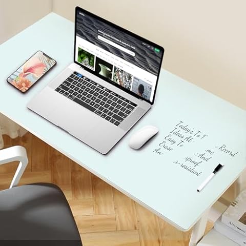 MAKUANG Dry Erase Desk Mat with Organosilicon Surface, Erasable Writing White Board for Making Plans, Non-Slip Large Desktop Protector for Office, Home, School 31.5"x17" (Pale Blue) Cover