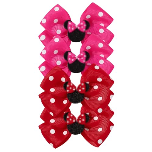 4PCS Mouse Ears Hair Bow Clips 3 Inch Toddler Girls Polka Dot Hair Accessories Birthday Party Decoration for Baby Toddler Girls