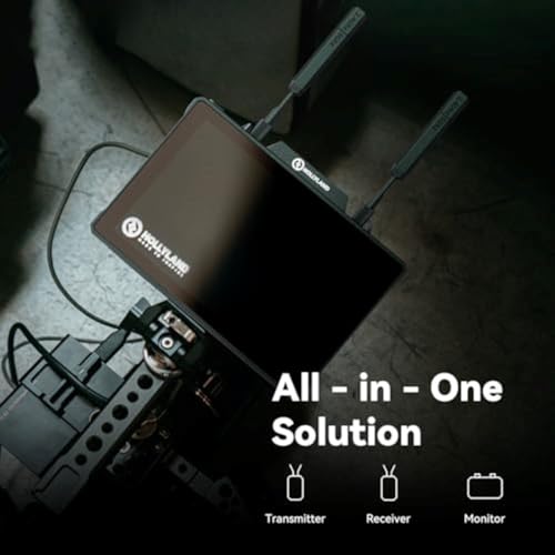 Image of Hollyland Pyro 7 Wireless Video Transmitter & Receiver & 7 inch Camera Field Monitor HDMI & SDI 1300ft Range, 60ms Latency Auto Dual-Band Hopping with Waveform, LUTs, Recording, Vector Scope,Solo kit