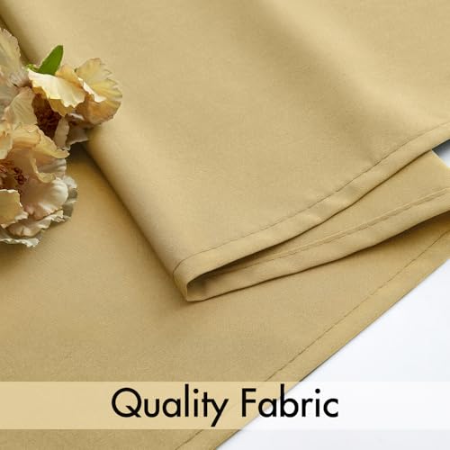 Image of MIULEE Gold Semi Sheer Privacy Curtains Drapes 2 Panels 52W x 63L