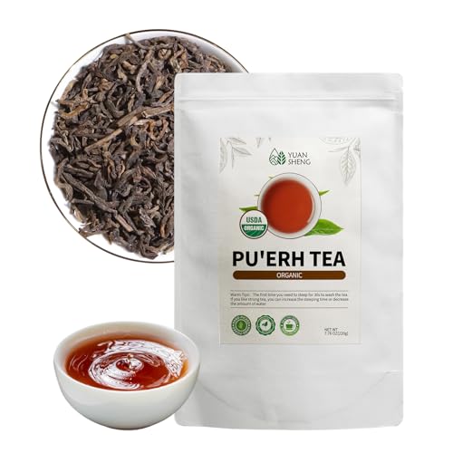 YUANSHENG Organic Puerh Tea Loose Leaf, Chinese Yunnan Aged Ferme...