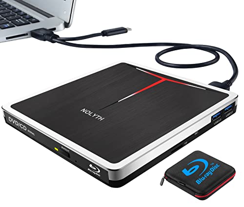 Nolyth External Blu Ray Drive Usb 3.0 Type-C Blu-Ray Drive With Sd/Tf Slot 2 Usb Ports Slim Cd Dvd Blu Ray Burner External Blu Ray Player For Laptop Pc Mac Windows 11 Macbook #TOP4