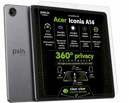 Image of Pxin 360 Pro Privacy Screen guard compatible with Acer Iconia A14 | Anti Glare | Anti UV | Anti Blue | Anti Reflection | Privacy Filter | Unbreakable Build