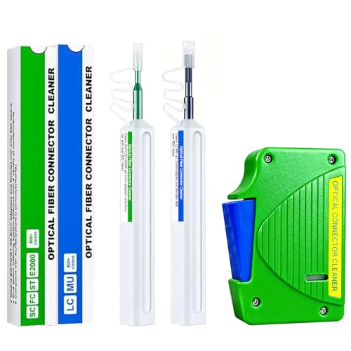 groword 4 in 1 Fiber Optic Cleaner Cleaning Pen Box Kit 2.5mm 1.25mm FC SC ST LC Optical Fiber Cable Connector Endface Optical Clean Tool Set 800+ Cleans Fiber Optic Cleaner Tools