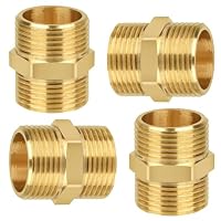 SKJJM 4 Stück Doppelnippel G1\Zoll (Ø 32.5mm) Messing Außengewinde, Doppelnippel Sechskant G1\ AG/AG, Robust und Rostfrei, Messing Gewindefitting Fittings für Trinkwasser Geeignet, Wasserrohr