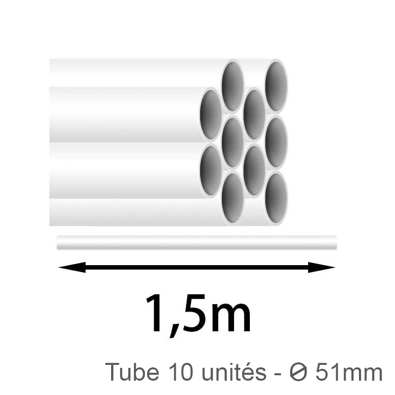 Tubo especial de aspiración centralizada, 10 unidades de 1,5 m, tubo de aspiración centralizada, antiestático, diámetro 51 mm, compatible con todas las marcas