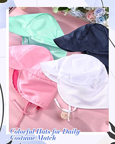 Jiuguva 4 Piece Sun Hat For Baby Boy Girl Adjustable Summer Sun Protection Swim Cap Infant Toddle Newborn Hat With Neck Flap (Stylish Colors) #TOP5