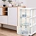 HOMZ 2-Pack Drawer Tower, 3-Tier Clear Plastic Storage Organizer Cart, White Frame