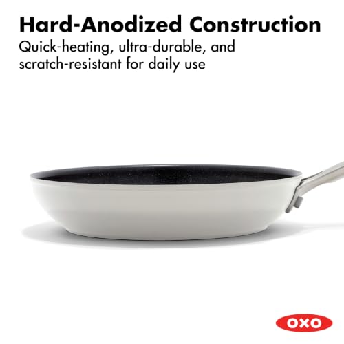 Image of OXO Enhanced 8 inch Frying Pan Skillet, PFAS-Free Ceramic Nonstick Cookware, Stainless Steel Handle, Eggs & Omelets, Dishwasher & Oven Safe, Optic White