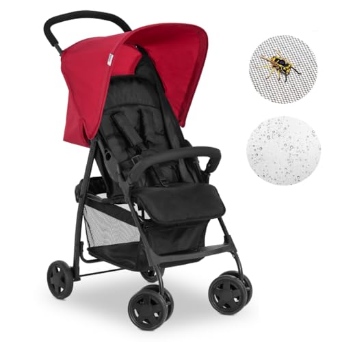 hauck Poussette Compacte Sport – Ultra-légère 5,9 kg, Pliable, Inclus Protege Pluie Poussette et Moustiquaire, Position Allongée, Grand Panier – Rouge