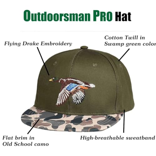 Image of EDTREK Performance Outdoorsman Snapback Truck Hat with Flat Brim - Unique Animal Embroidery